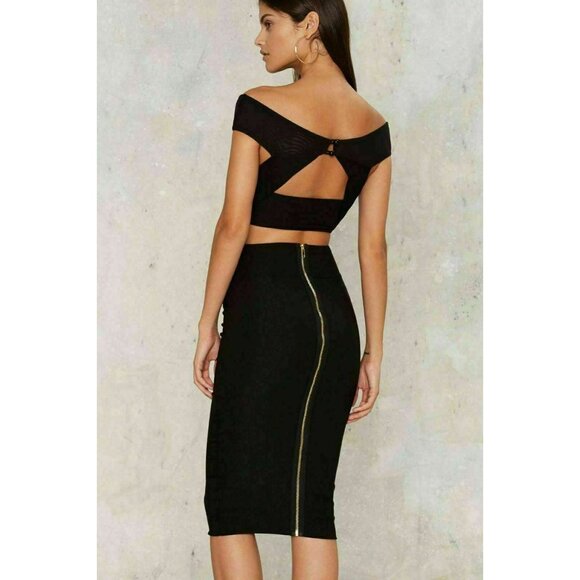 Nasty Gal Lux LA Mesh Cutout Off Shoulder Top M - Picture 11 of 13